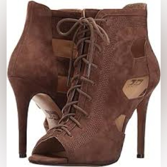 Joe’s Jean Humbolt Lace Up Taupe Suede Pump Bootie Size 6.5 - Picture 1 of 7